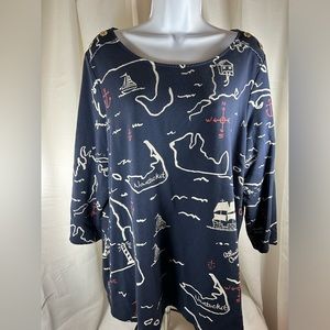 Vintage Charter Club woman navy blue featuring Nantucket Island